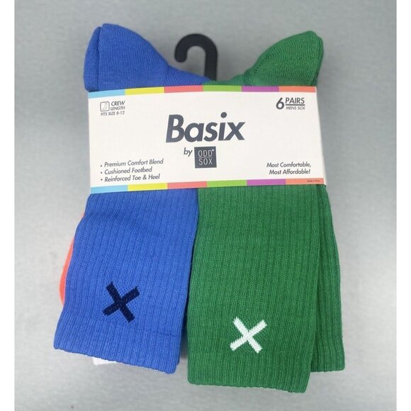 Odd Sox Other - BASIX ODD SOX 6 Pairs Men's Crew Socks  Size Size 8-12